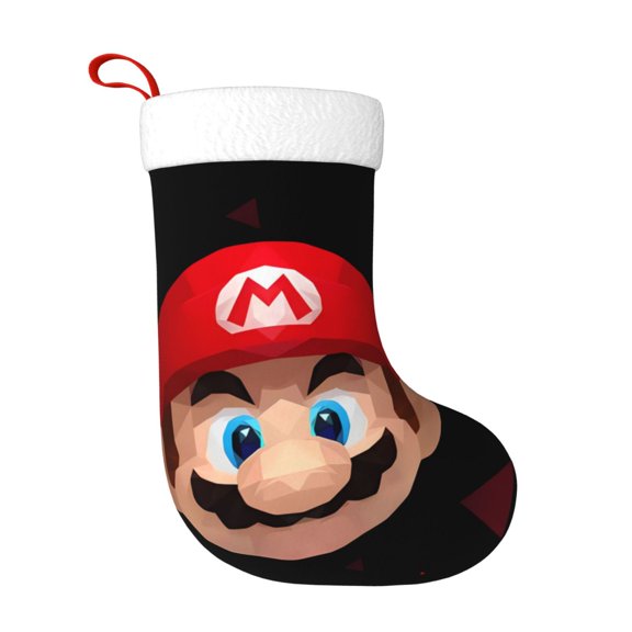 Saiise Mario Bp Print 17.7 Inches Christmas Stockings,Large Stockings for for Christmas Xmas Tree Holiday Fireplace Family Decor Gifts