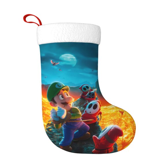 Saiise Mario Ch Print 17.7 Inches Christmas Stockings,Large Stockings for for Christmas Xmas Tree Holiday Fireplace Family Decor Gifts