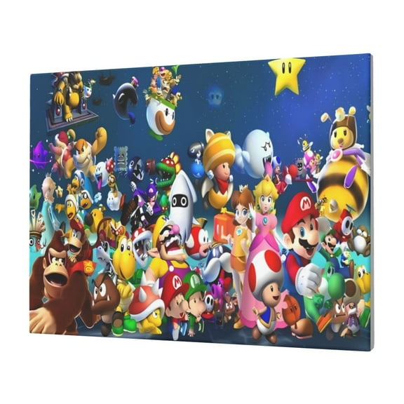 Saiise Mario Frameless Canvas Wall Art - Contemporary Abstract Artwork for Home, Office & Living Room - Easy to Hang, Vibrant Colors, Ideal Gift Idea- 12"x16"