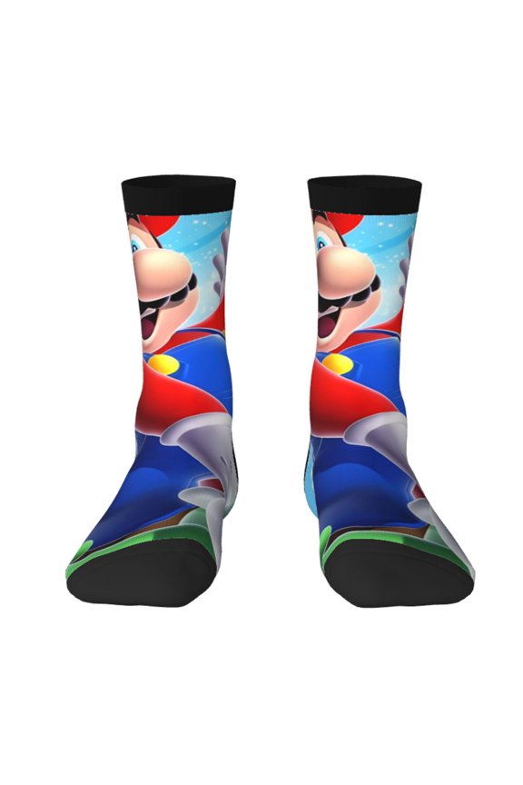 Mario Funny Socks Men Women Adults Novelty Graphic Crew Tube Socks Crazy Design Casual Dress Socks for Sports,Running,Travel
