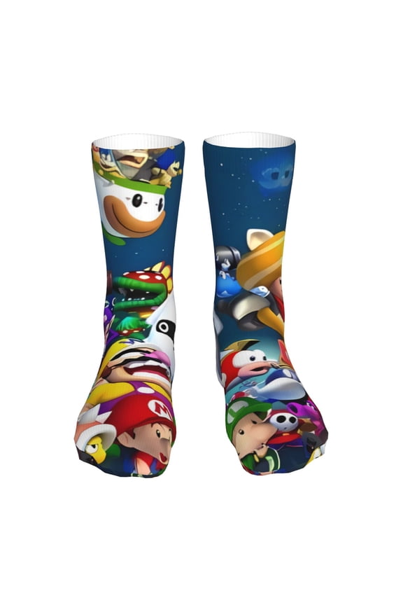 Mario Funny Socks Men Women Adults Novelty Graphic Crew Tube Socks Crazy Design Casual Dress Socks for Sports,Running,Travel