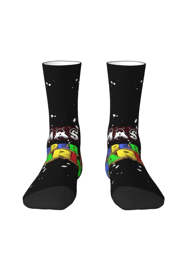 Mario Funny Socks Men Women Adults Novelty Graphic Crew Tube Socks Crazy Design Casual Dress Socks for Sports,Running,Travel