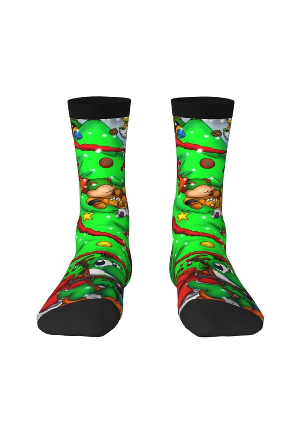 Mario Funny Socks Men Women Adults Novelty Graphic Crew Tube Socks Crazy Design Casual Dress Socks for Sports,Running,Travel