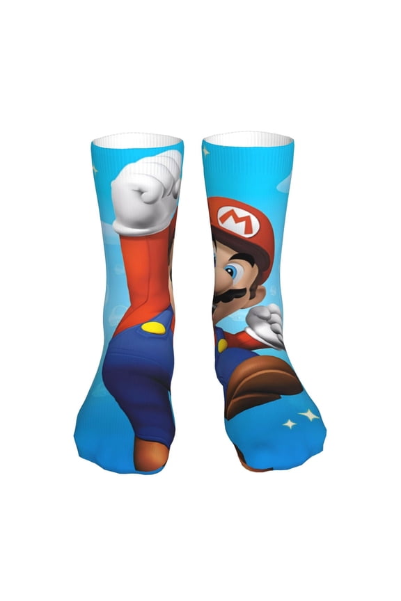 Mario Funny Socks Men Women Adults Novelty Graphic Crew Tube Socks Crazy Design Casual Dress Socks for Sports,Running,Travel