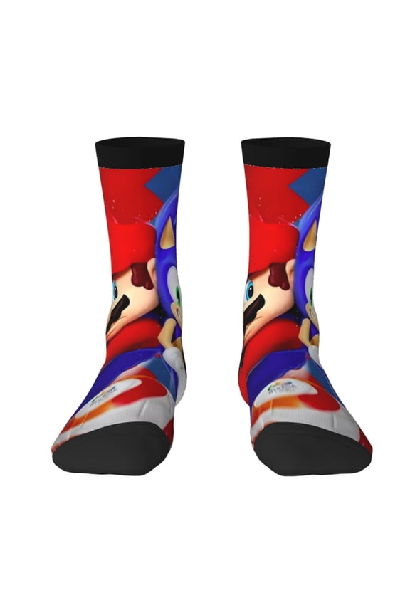 Mario Funny Socks Men Women Adults Novelty Graphic Crew Tube Socks Crazy Design Casual Dress Socks for Sports,Running,Travel