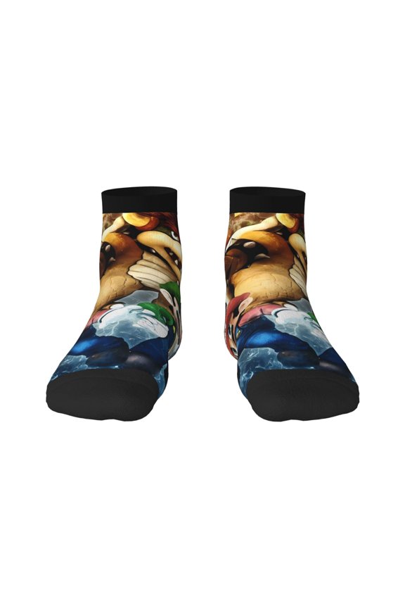 Mario Funny Socks Men Women Adults Novelty Graphic Crew Tube Socks Crazy Design Casual Dress Socks for Sports,Running,Travel