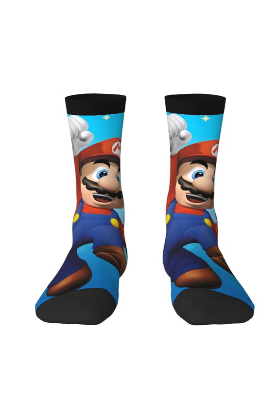 Mario Funny Socks Men Women Adults Novelty Graphic Crew Tube Socks Crazy Design Casual Dress Socks for Sports,Running,Travel