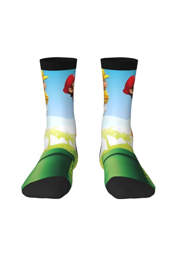 Mario Funny Socks Men Women Adults Novelty Graphic Crew Tube Socks Crazy Design Casual Dress Socks for Sports,Running,Travel