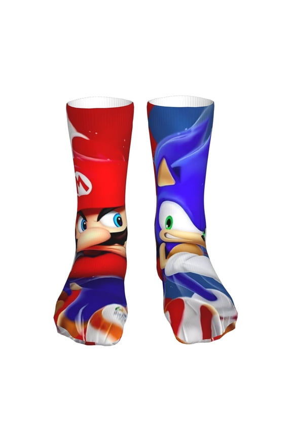 Mario Funny Socks Men Women Adults Novelty Graphic Crew Tube Socks Crazy Design Casual Dress Socks for Sports,Running,Travel