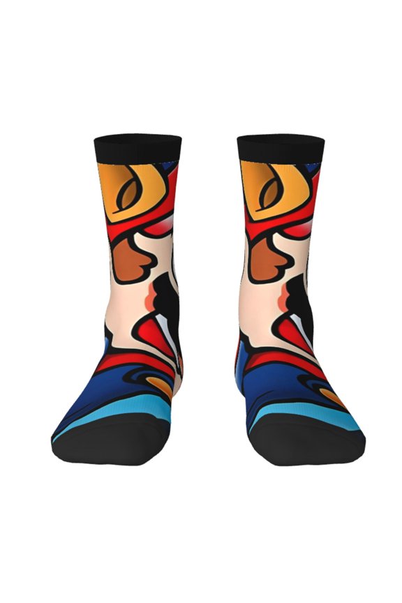 Mario Funny Socks Men Women Adults Novelty Graphic Crew Tube Socks Crazy Design Casual Dress Socks for Sports,Running,Travel