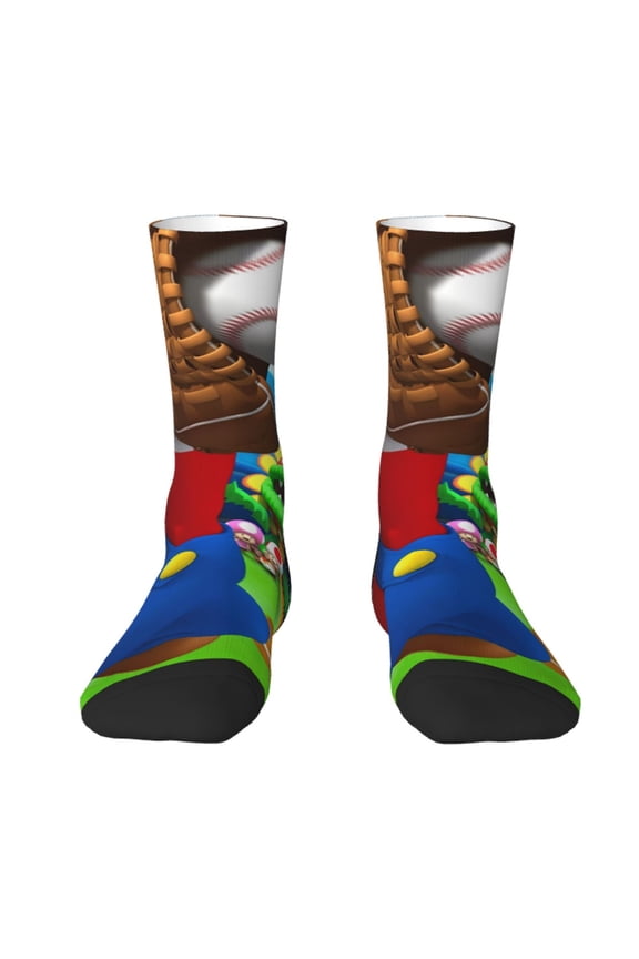 Mario Funny Socks Men Women Adults Novelty Graphic Crew Tube Socks Crazy Design Casual Dress Socks for Sports,Running,Travel