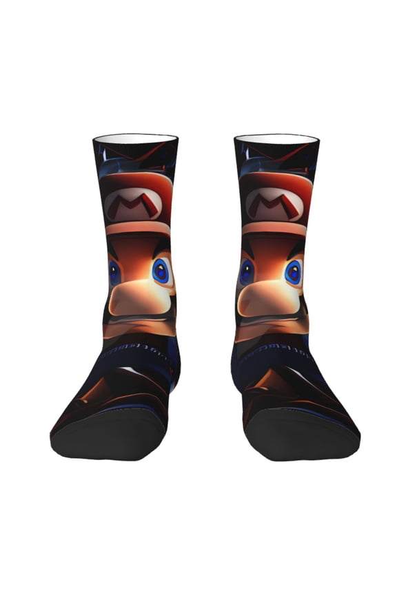 Mario Funny Socks Men Women Adults Novelty Graphic Crew Tube Socks Crazy Design Casual Dress Socks for Sports,Running,Travel