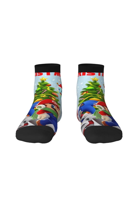 Mario Funny Socks Men Women Adults Novelty Graphic Crew Tube Socks Crazy Design Casual Dress Socks for Sports,Running,Travel