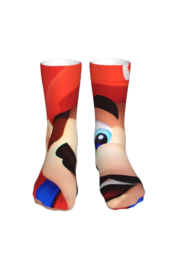 Mario Funny Socks Men Women Adults Novelty Graphic Crew Tube Socks Crazy Design Casual Dress Socks for Sports,Running,Travel