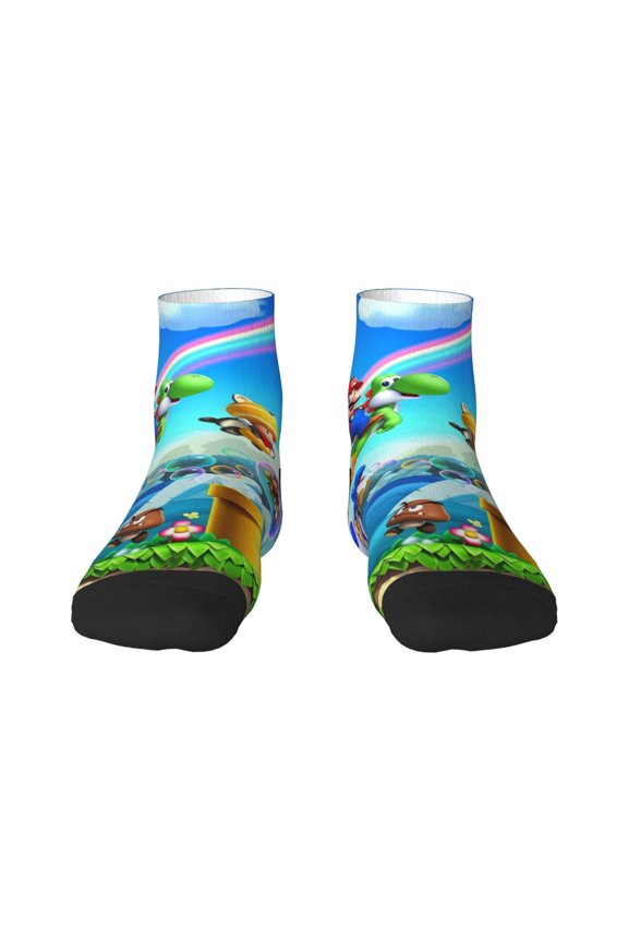 Mario Funny Socks Men Women Adults Novelty Graphic Crew Tube Socks Crazy Design Casual Dress Socks for Sports,Running,Travel