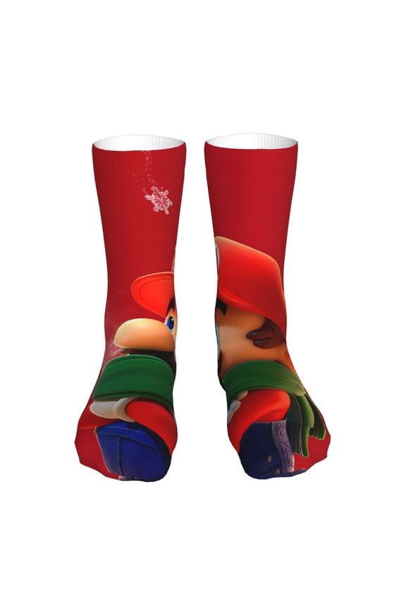 Mario Funny Socks Men Women Adults Novelty Graphic Crew Tube Socks Crazy Design Casual Dress Socks for Sports,Running,Travel