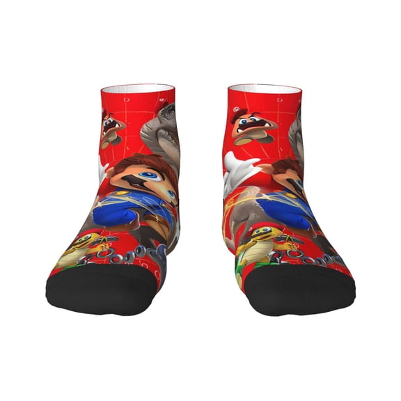 Saiise Mario Funny Socks Men Women Adults Novelty Graphic Crew Tube Socks Crazy Design Casual Dress Socks for Sports,Running,Travel