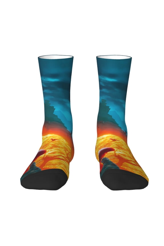 Mario Funny Socks Men Women Adults Novelty Graphic Crew Tube Socks Crazy Design Casual Dress Socks for Sports,Running,Travel