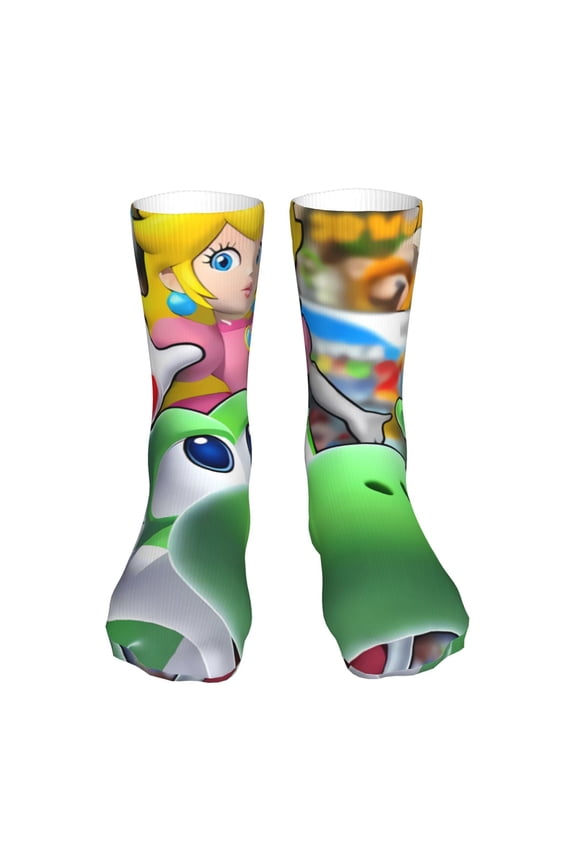 Mario Funny Socks Men Women Adults Novelty Graphic Crew Tube Socks Crazy Design Casual Dress Socks for Sports,Running,Travel