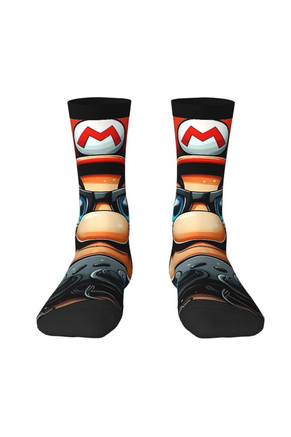 Mario Funny Socks Men Women Adults Novelty Graphic Crew Tube Socks Crazy Design Casual Dress Socks for Sports,Running,Travel