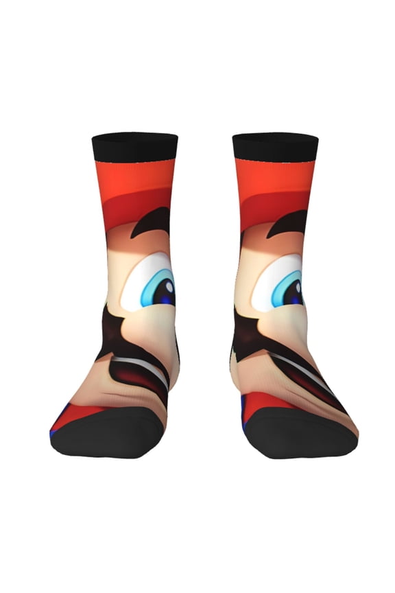Mario Funny Socks Men Women Adults Novelty Graphic Crew Tube Socks Crazy Design Casual Dress Socks for Sports,Running,Travel