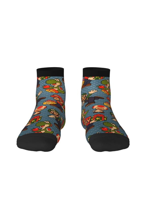 Mario Funny Socks Men Women Adults Novelty Graphic Crew Tube Socks Crazy Design Casual Dress Socks for Sports,Running,Travel