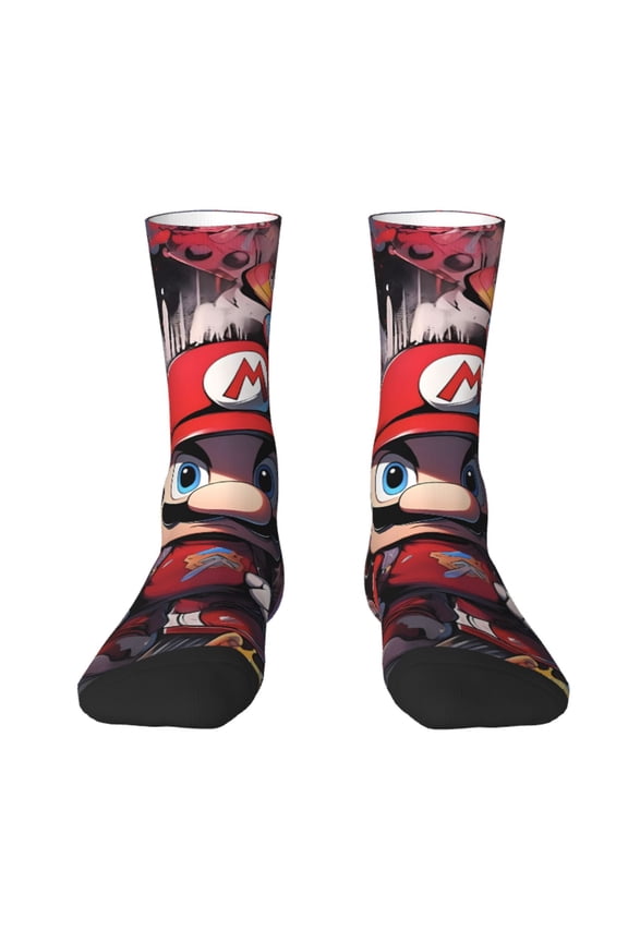 Mario Funny Socks Men Women Adults Novelty Graphic Crew Tube Socks Crazy Design Casual Dress Socks for Sports,Running,Travel