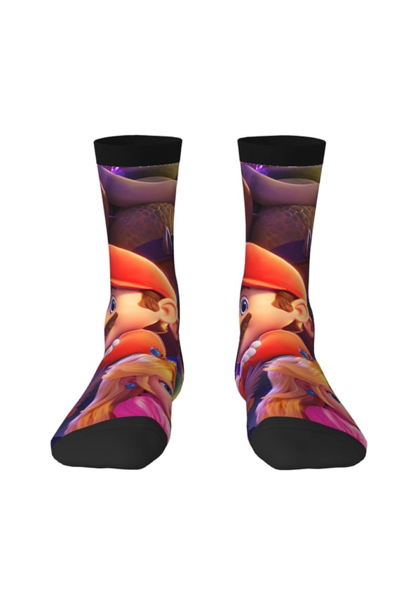Mario Funny Socks Men Women Adults Novelty Graphic Crew Tube Socks Crazy Design Casual Dress Socks for Sports,Running,Travel
