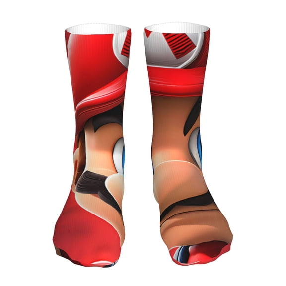 Saiise Mario Funny Socks Men Women Adults Novelty Graphic Crew Tube Socks Crazy Design Casual Dress Socks for Sports,Running,Travel