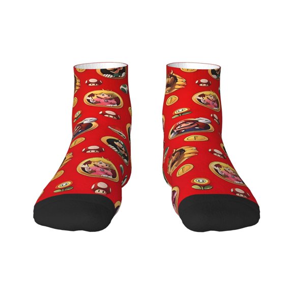 Saiise Mario Funny Socks Men Women Adults Novelty Graphic Crew Tube Socks Crazy Design Casual Dress Socks for Sports,Running,Travel
