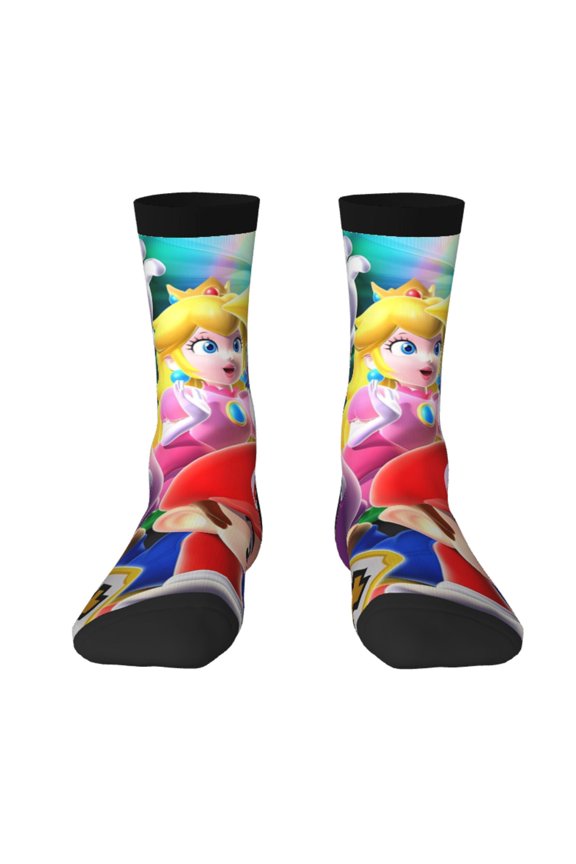 Mario Funny Socks Men Women Adults Novelty Graphic Crew Tube Socks Crazy Design Casual Dress Socks for Sports,Running,Travel