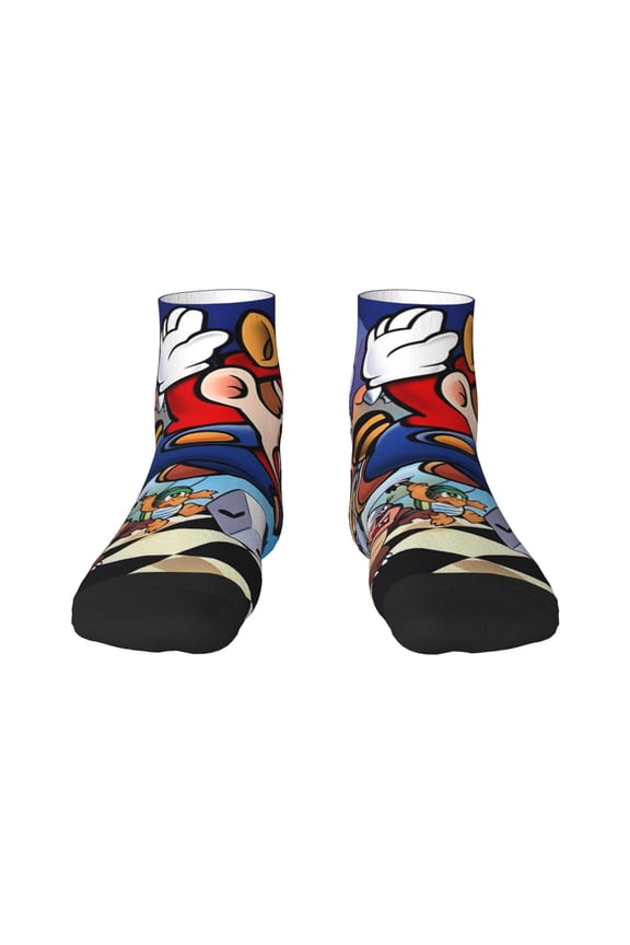 Mario Funny Socks Men Women Adults Novelty Graphic Crew Tube Socks Crazy Design Casual Dress Socks for Sports,Running,Travel