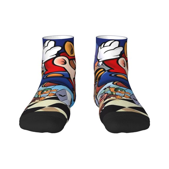 Saiise Mario Funny Socks Men Women Adults Novelty Graphic Crew Tube Socks Crazy Design Casual Dress Socks for Sports,Running,Travel