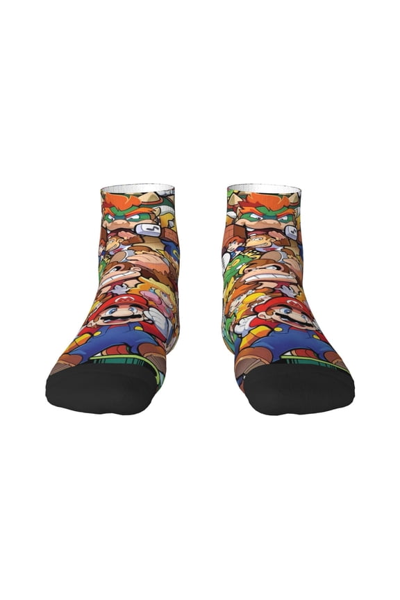 Mario Funny Socks Men Women Adults Novelty Graphic Crew Tube Socks Crazy Design Casual Dress Socks for Sports,Running,Travel