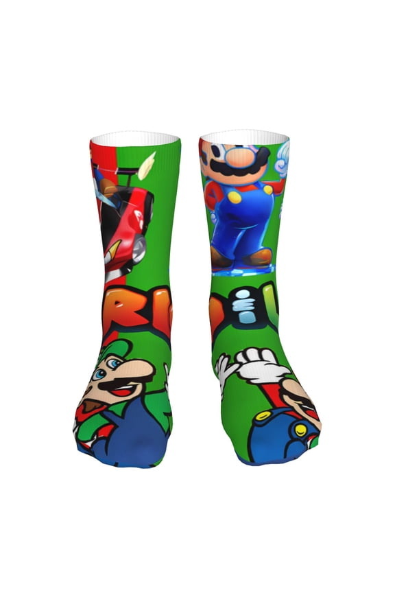 Mario Funny Socks Men Women Adults Novelty Graphic Crew Tube Socks Crazy Design Casual Dress Socks for Sports,Running,Travel