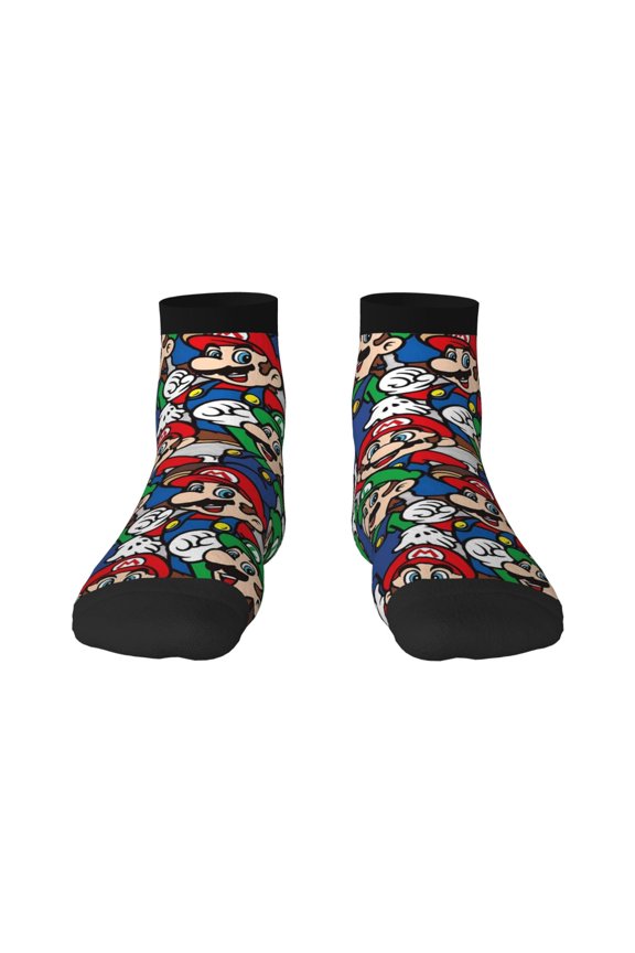 Mario Funny Socks Men Women Adults Novelty Graphic Crew Tube Socks Crazy Design Casual Dress Socks for Sports,Running,Travel