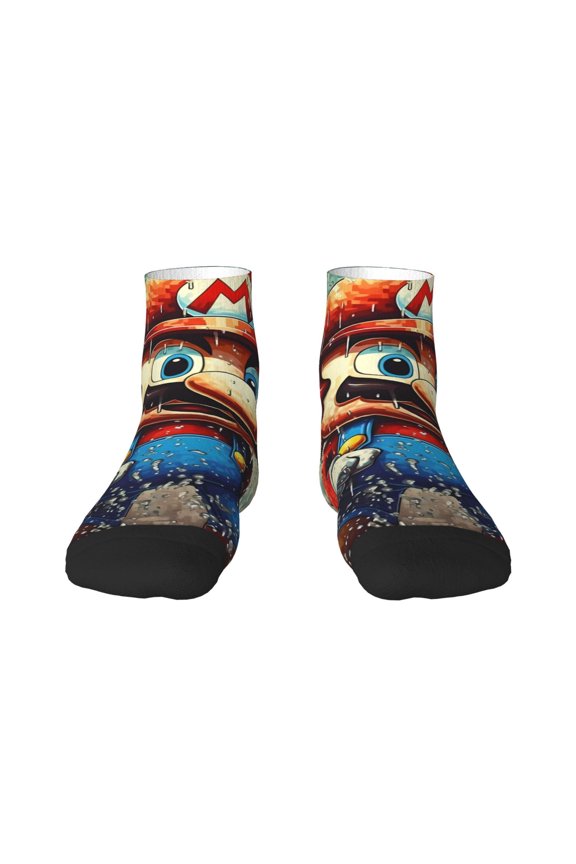 Mario Funny Socks Men Women Adults Novelty Graphic Crew Tube Socks Crazy Design Casual Dress Socks for Sports,Running,Travel