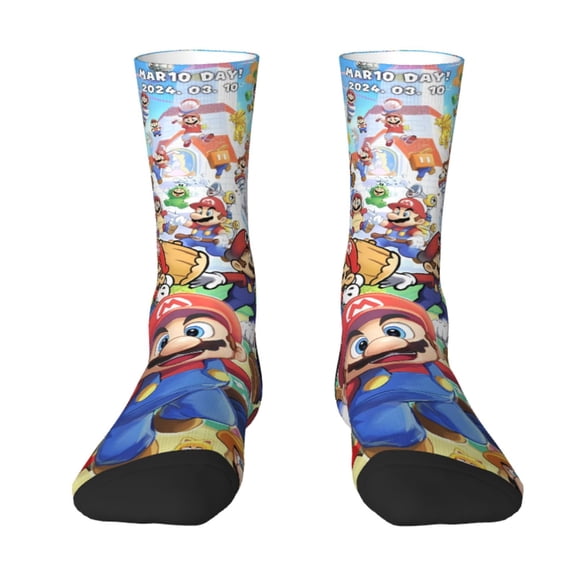 Saiise Mario Funny Socks Men Women Adults Novelty Graphic Crew Tube Socks Crazy Design Casual Dress Socks for Sports,Running,Travel