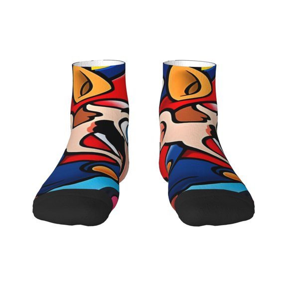 Saiise Mario Funny Socks Men Women Adults Novelty Graphic Crew Tube Socks Crazy Design Casual Dress Socks for Sports,Running,Travel