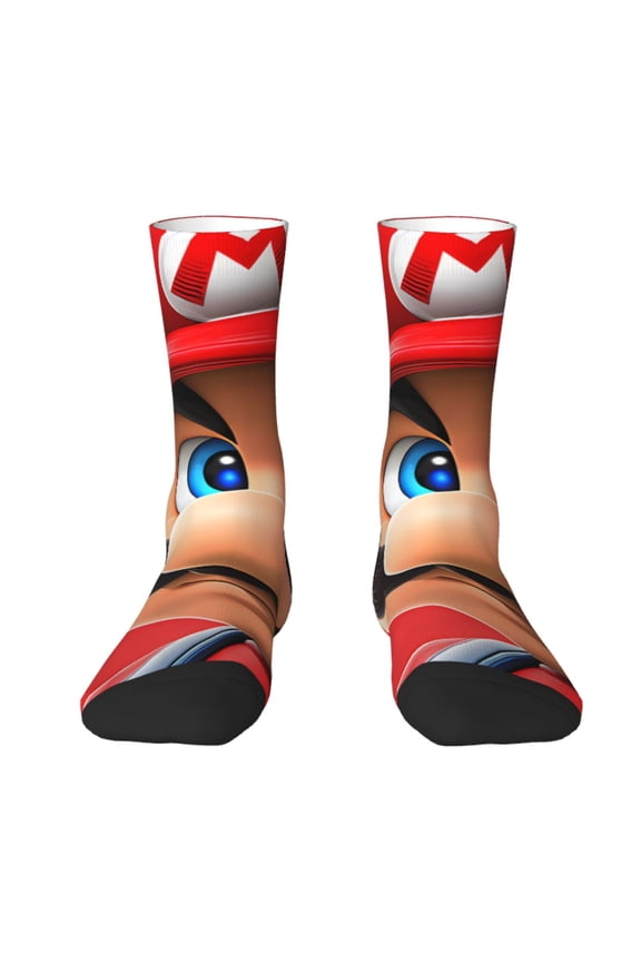 Mario Funny Socks Men Women Adults Novelty Graphic Crew Tube Socks Crazy Design Casual Dress Socks for Sports,Running,Travel