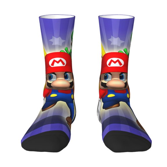 Saiise Mario Funny Socks Men Women Adults Novelty Graphic Crew Tube Socks Crazy Design Casual Dress Socks for Sports,Running,Travel