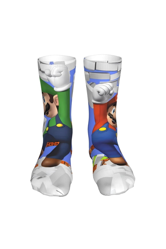 Mario Funny Socks Men Women Adults Novelty Graphic Crew Tube Socks Crazy Design Casual Dress Socks for Sports,Running,Travel