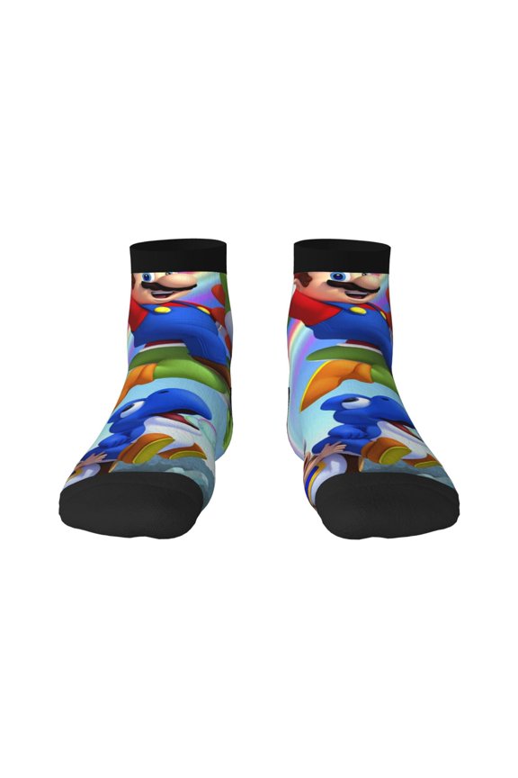 Mario Funny Socks Men Women Adults Novelty Graphic Crew Tube Socks Crazy Design Casual Dress Socks for Sports,Running,Travel