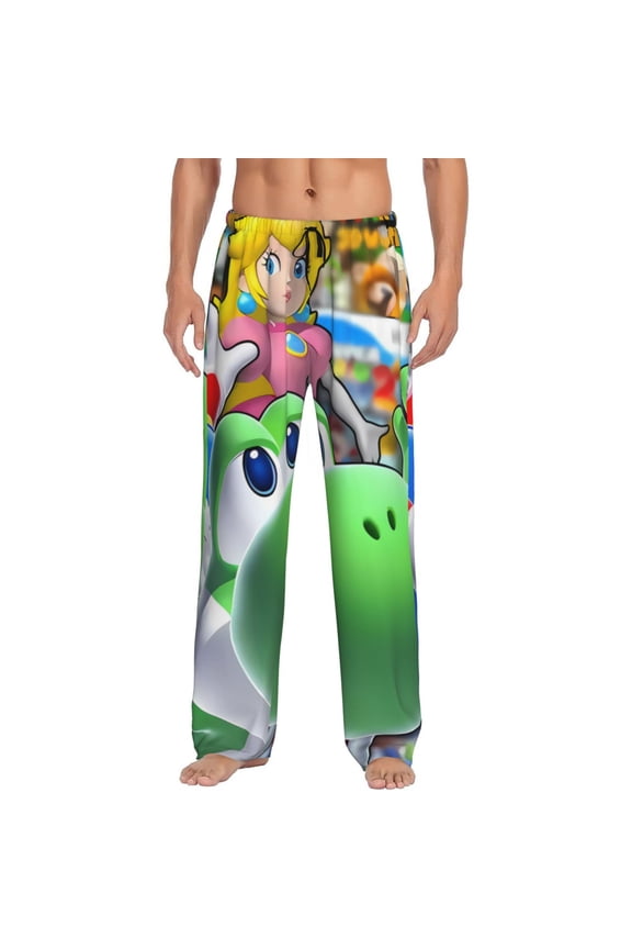 Mario G Print Mens Pama Pants for Men,Mens Lounge Pants,Funny Gifts for Men,Men's Pama Bottoms