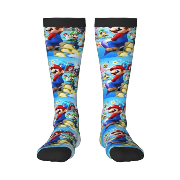 Saiise Mario M Funny Socks Men Women Boys Kids Adults Novelty Graphic Crew Tube Socks Crazy Design Casual Dress Socks for Sports,Running,Travel