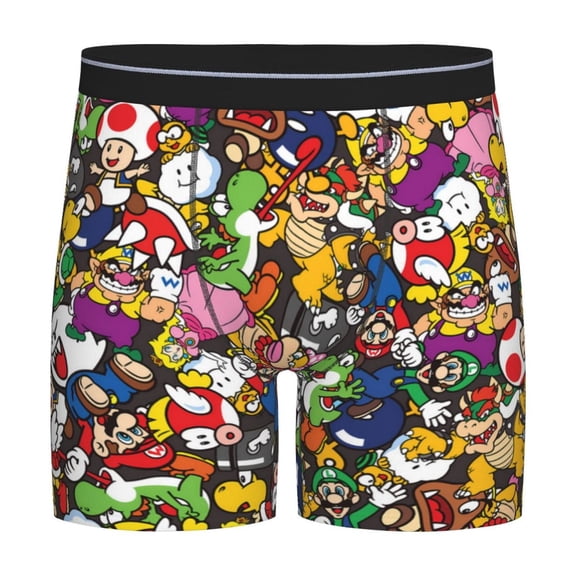 Saiise Mario Men's Underwear Boxer Briefs Cotton Trunks Short Leg Underwear (S-XXL)