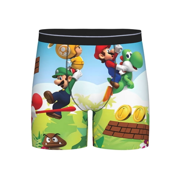 Saiise Mario Men's Underwear Boxer Briefs Cotton Trunks Short Leg Underwear (S-XXL)
