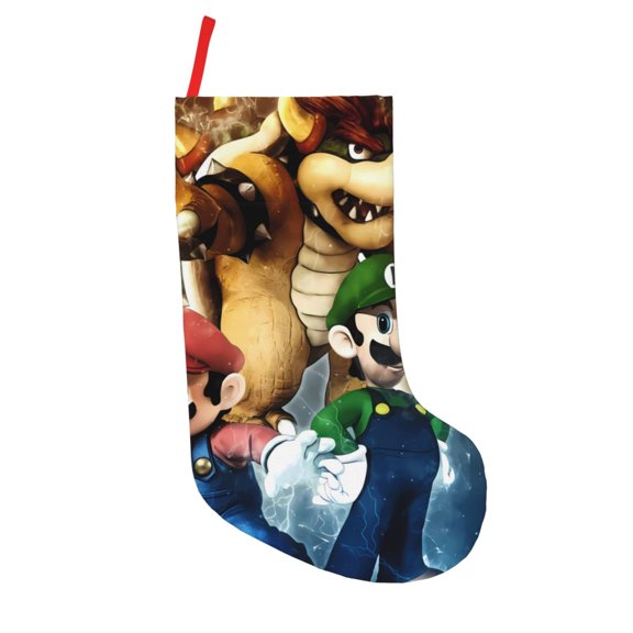 Saiise Mario Print 18 Inches Christmas Stockings,Large Stockings for for Christmas Xmas Tree Holiday Fireplace Family Decor Gifts