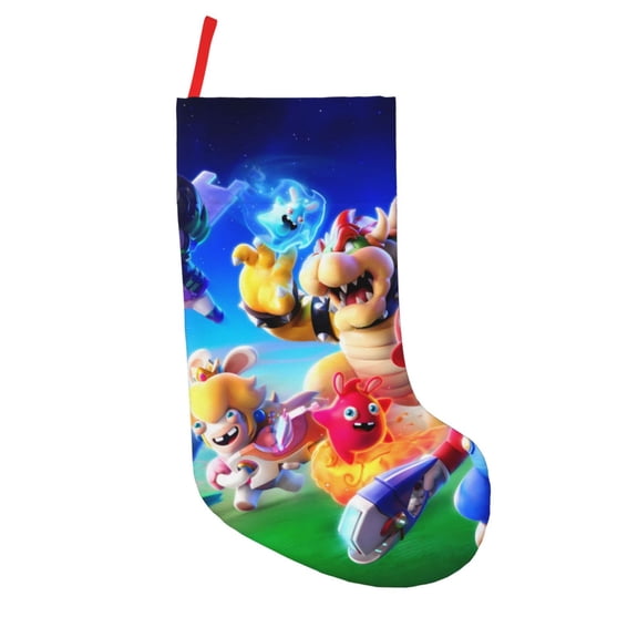 Saiise Mario Print 18 Inches Christmas Stockings,Large Stockings for for Christmas Xmas Tree Holiday Fireplace Family Decor Gifts