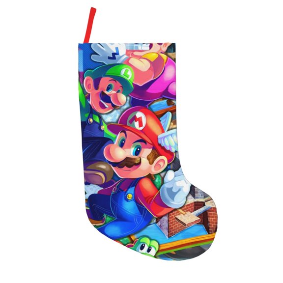 Saiise Mario Print 18 Inches Christmas Stockings,Large Stockings for for Christmas Xmas Tree Holiday Fireplace Family Decor Gifts
